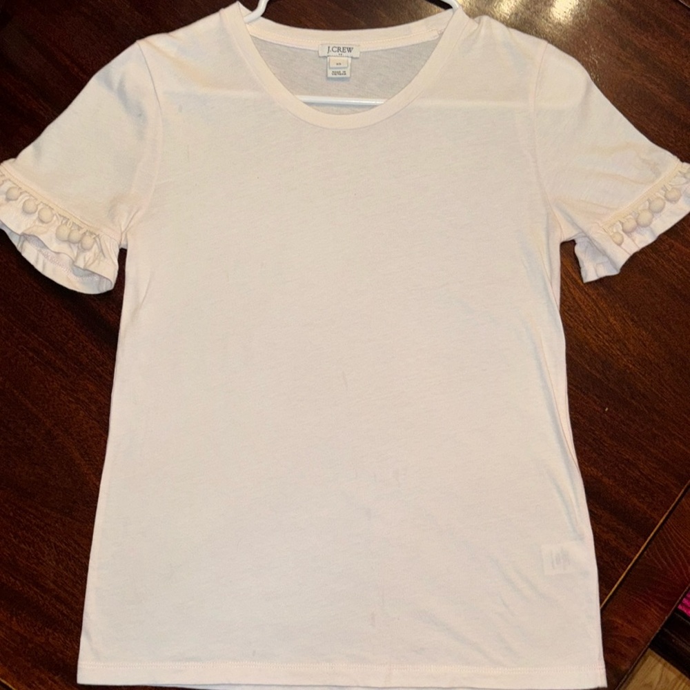 🩷 J. Crew - Women’s Light Pink Pom-Pom Tee 🩷